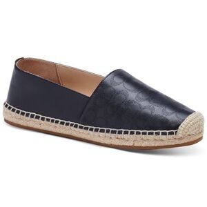 Coach Carley Black Leather Espadrille Flats